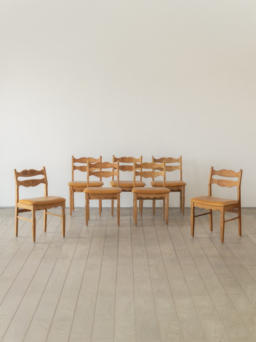 Henning Kjærnulf, Solid Oak, Dining Chair (set of seven)