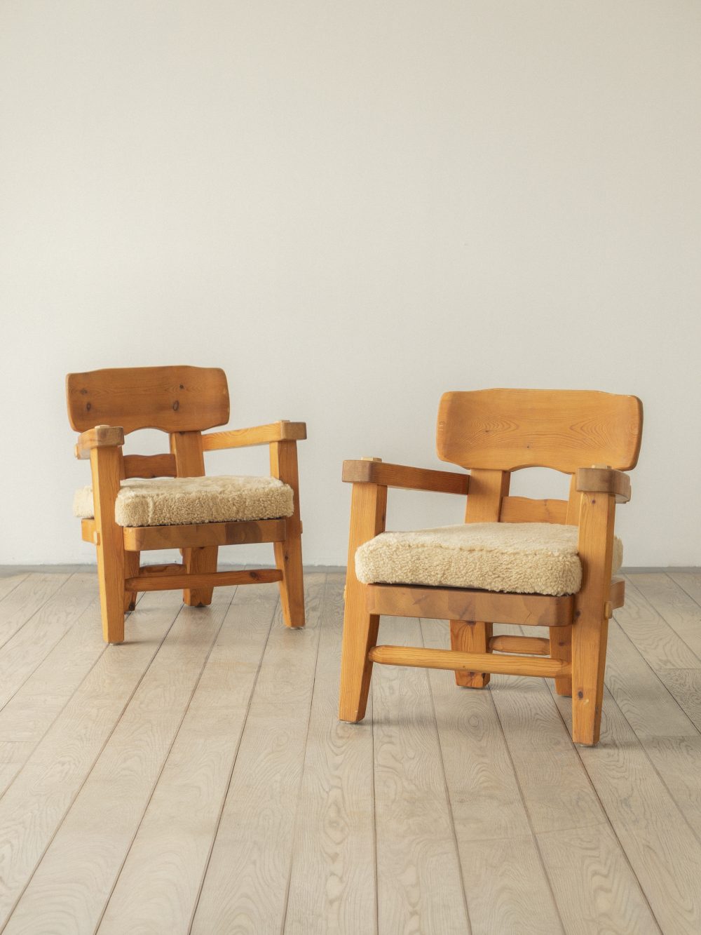 Stig Sandqvist, Solid Pine, Lounge Chair, (Pair)